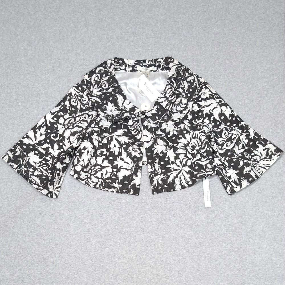 Vertigo Paris Bolero Jacket Womens Large Lined Floral Eyelet MSRP$210 - Picture 1 of 6